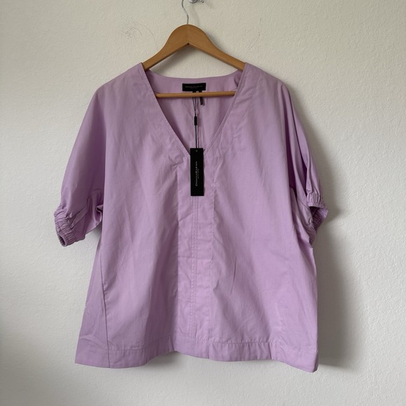Donna Karan Tops - Donna Karan New York Women's V-Neck Short Sleeve Blouse Size XL Lavender NWT